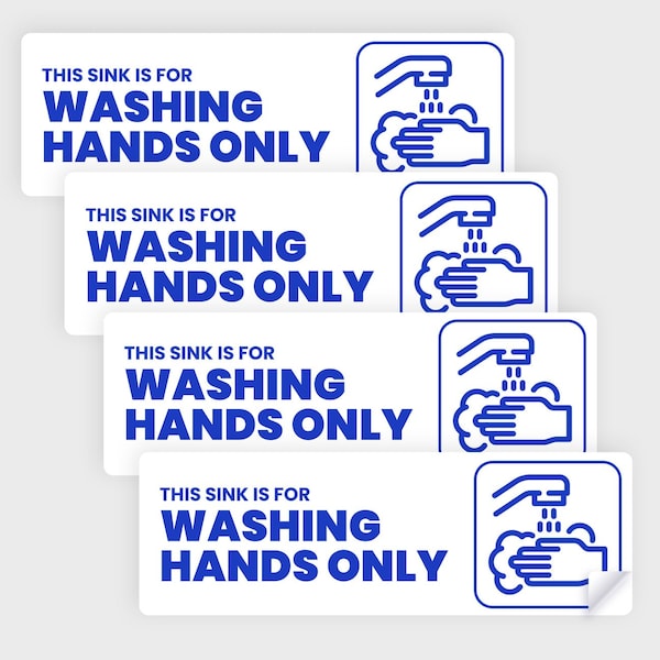 Sink For Hand Wash Only, Sink Label, For Foodservice, Peel & Stick, Hvy-Dty, 6''x2'', 20PK